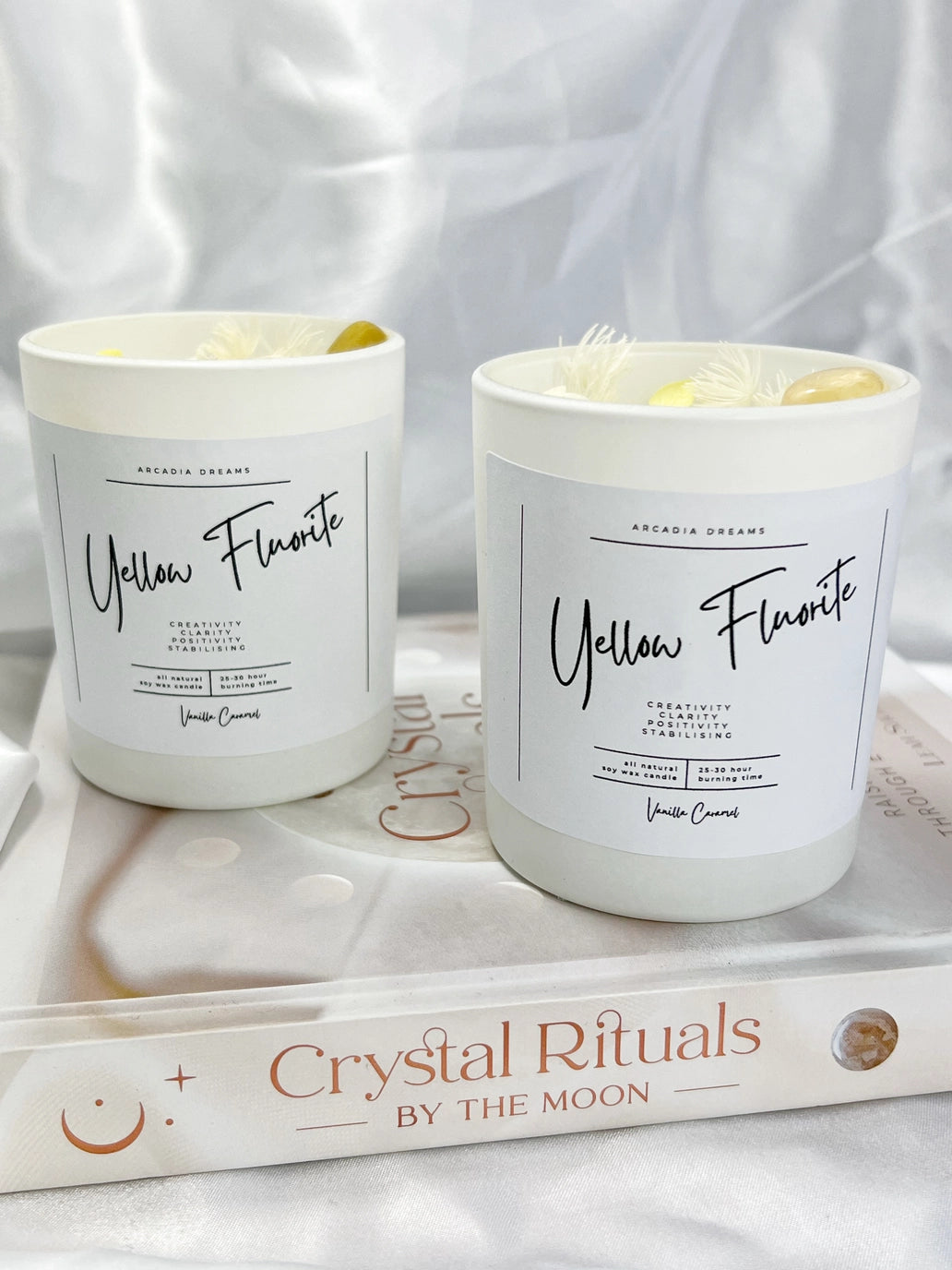Yellow Fluorite infused soy wax candle