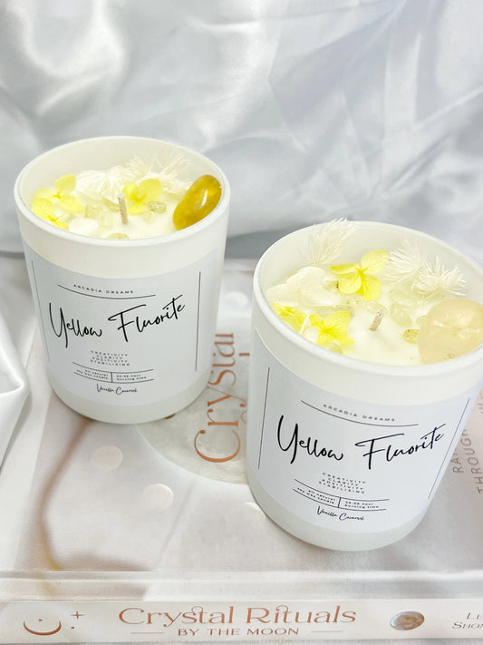 Yellow Fluorite infused soy wax candle